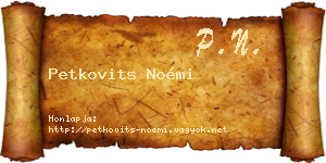 Petkovits Noémi névjegykártya