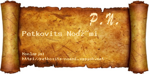 Petkovits Noémi névjegykártya